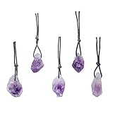 nbeads 5 Stück Stein Anhänger ungefärbte Nuggets natürlichen Amethyst Anhänger Charms mit Loch für Schmuck Halskette Armband Geschenk Machen, Neue und alte zufällige Lieferung