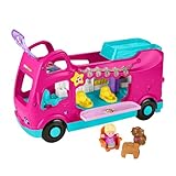 Fisher-Price Little People Kleinkind Spielzeug Barbie Little Dreamcamper Wohnmobil Spielset mit Musik, Lichtern und 2 Figuren, ab 18 Monaten, mehrsprachige Version, HYR86