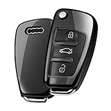 OATSBASF Autoschlüssel Hülle Geeignet für Audi,Schlüsselhülle Cover für A1 A3 A4 A6 Q3 Q5 Q7 S3 R8 TT Seat 3-Tasten Schlüsselbox (Schwarz)