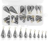 30 Stück Tropfenform Angelgewichte Kit, Birnenblei Angeln Zehn Größen, Tropfenform Angeln Grundblei mit Plastikkiste, Angeln Casting Blei Sinker, Blei Freien Angel Zubehör für Eine Stausee See