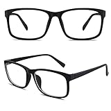 CGID CN12 Brille Extra Schmaler Rahmen! Slim Rechteck Nerd Clear Brille, A Matte Schwarz, 54