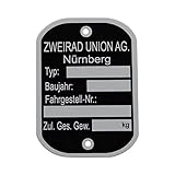 Rahmentypenschild Typenschild Rahmen kompatibel mit Zweirad Union DKW Victoria Express Mofa Moped Mokick