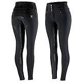 horze Tara Vollbesatzreithose mit Silikon-Grip und hohem Bund, Schwarz, 44