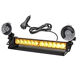 ROUTEKING 35,6cm Warnleuchte 12LED Frontblitzer - 12V/24V Led Blitzer 9 Blinkende Stroboskop-Modi Blitzleuchte, IP66 Waterproof Rundumleuchte Auto Lampe für Truck Traktor spezielle gefahren (Gelb)