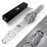 DILAW® Shisha Kristall Glasmundstück - 38cm | aus hochwertigem Borosilikatglas | Kombinierbar mit Allen Handelsüblichen Schläuchen | Mundstück für Shisha Wasserpfeife Kristall Grau