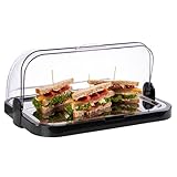 APS Buffetvitrine – Beidseitig aufklappbare, transparente Rolltophaube, eine Schale, EIN rostfreies Edelstahl-Tablett, sowie Zwei Kühl-Akkus – Made in Germany