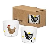 ReWu Eierbecher 2er-Set Ostern Bunte Hühner, Höhe: 4.3 cm Ø: 4.8 cm