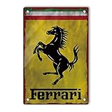 Ovonetune Ferrari-Retro-Blechschilder, Vintage-Dekoration, Aluminium-Metalldosen, Schild für Männer und Frauen, Wanddekoration für Zuhause, Bars, Restaurants, Cafés, Pubs, 30,5 x 20,3 cm