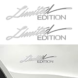 Flaconi 2PCS Auto Aufkleber,Autoabzeichen Aufkleber,Limited Edition Aufkleber,Auto-Logo-Aufkleber,Auto Logo Aufkleber Emblem,Geeignet für Autos,Züge, Busse,SUV und andere Fahrzeuge (Silber)