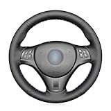 MEWANT Lenkradbezug für Sport M3 E90 E91 E92 E93 E87 E81 E82 E88 X1 E84 Schwarz Kunstleder Auto Lenkradhülle