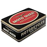 Nostalgic-Art Retro Vorratsdose Flach, 2,5 l, Moto Guzzi – Logo Motorcycles – Geschenk-Idee für Biker, Blech-Dose mit Deckel, Vintage Design
