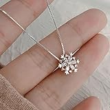 MEITING Schneeflocke Kette Halskette mit Schneeflocke Anhänger Schmuck für Frauen Mädchen Damen Mode Einfacher Schmuck Geburtstagsgeschenk