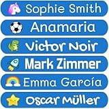 150 Personalisierte Namensaufkleber für Kinder. Klebeetiketten zum Beschriften von Schule, Kindergarten, Büchern, Spielzeug, Tupper. Wasserdichte Etiketten 6x1 cm