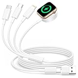 4 in 2 Multi Ladekabel für Apple Watch, Apple Watch Charger und iPhone Kabel für iWatch Series Ultra/SE/10/9/8/7/6, iPhone 17/16/15/14/13/12, iWatch Magnetisches AppleWatch Ladekabel USB C