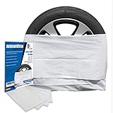 JK Trade® Das Original | EXTRA Starkes 4-TLG. Premium Reifentüten Set zur Reifen Aufbewahrung & Lagerung Ihrer Autoreifen, Reifensack Set, Felgen Tasche, passend für 16, 17, 18, 19, 20 Zoll (Weiß)