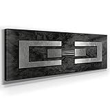 JACK DYRELL SILBER AUF GRANIT - XXL BILD - KUNST - 150 x 50cm, Leinwand auf Holzrahmen aufgespannt, UV-stabil und wasserfest, Deko Bild abstrakt FineArtPrint Wandbild für Büro oder Wohnzimmer