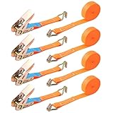 Sleeleece 4 Stück Spanngurte mit Ratsche und Haken - 1000kg 1T 4M x 25MM Spanngurt TÜV/GS Zertifiziert mit Ratschengurte mit Nockenschnalle für Motorräder, Auto, Anhänger, Haushalt