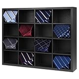 DBREAKS Bambus Krawattenhalter, 16 Fächer Krawattenorganisator zur Wandmontage, Krawattenbox für Krawatten Display, Krawattenhalter für Geschäftsleute, Krawattenhalter für Kleiderschrank(schwarze)
