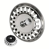 Spülbecken Siebkörbchen, 1 Set, Ø 80 mm, kompatibel mit IKEA Siphon ATLANT und DOMSJÖ, Siebkorb mit verbesserter Gummidichtung, passend für Atlant Spültisch und Domsjö Spüle, Stöpselsieb Ersatz Teil