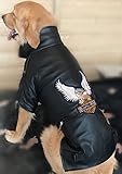 DHGTEP Großer Hundemantel PU Lederjacke Luxus Weicher Hund Parka Mantel Herbst Winter Wasserdicht Mantel Sport Oberbekleidung Kleidung für Kleine Mittlere Hunde (Farbe : Schwarz, Größe : XXL)