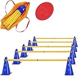 smartpeas 15-Teiliges Steckhürdenset 23 cm In Blau Für Koordinationstraining – Agility Hürden – Cavaletti – Hindernisse Für Kinder, Hunde, Pferde +Plus: Tasche & Frisbee