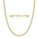 Esrael 18K Goldkette Herren Halskette für Männer 3mm Gold Kette für Männer Junge Gold Herren Kette Halsketten Schmuck Geschenke 18 Zoll