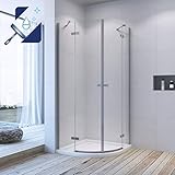AQUABATOS® Duschkabine Runddusche Rahmenlos 80x80 x 195 cm Duschabtrennung Viertelkreis Duschtür Scharniertür mit Nano Beschichtung aus 6mm ESG Glas