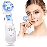 Ultraschallgerät Schönheit Gerät,Massagegerät Maschine Mitesser Akne Entferne Anti-Falten/Aging,ION Photon Hautpflege für Körper und Gesicht 5in1 Kosmetischer Ultraschall,6 Modi LED Toninggeräte