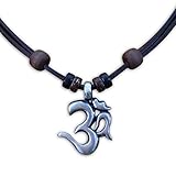 HANA LIMA ® Surferkette Om Shiva Buddha Indien Halskette Lederkette Surferhalskette