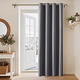 PONY DANCE Verdunkelungsvorhang Grau Thermovorhang Kälteschutz 1 Stück H 210 x B 132 cm Türvorhang Blickdicht Ösenschal Tür Gardinen Wohnzimmer Blackout Curtain