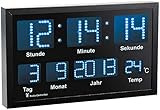 Lunartec LED Uhr: LED-Funk-Tisch- und Wanduhr mit Datum und Temperatur, 412 Blaue LEDs (Digitale LED Wanduhr)