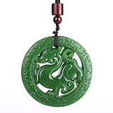 Yigedan - Hohl Geschnitzter Drachen-Anhänger - Talisman in Münzform - Natürliche Grüne Jade