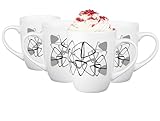 Glasmark Krosno Kaffeebecher Weiß Mit Henkel Becher Porzellan Becher Set 4-teilig Coffee Mug Cup Teebecher Dreiecke 300 ml