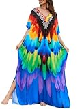 Bsubseach Kaftan Kleider für Frauen Lange Badeanzug Abdeckung Plus Größe Caftans Strand Badeanzug Abdeckung Ups Feder