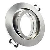 trendlights24 Premio-C Decken Einbaustrahler Edelstahl rund für LED & Halogen 12V GU5.3 Niedervolt, ohne Leuchtmittel, Deckenspots schwenkbar 68 mm