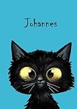 Johannes: Personalisiertes Notizbuch, DIN A5, 80 blanko Seiten mit kleiner Katze auf jeder rechten unteren Seite. Durch Vornamen auf dem Cover, eine ... Coverfinish. Über 2500 Namen bereits verf