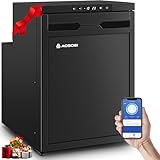 AAOBOSI 45L Kompressor Kühlbox, Wohnmobil Kühlschrank mit APP-Steuerung, 12/24V DC, Kühlbox Auto mit LED-Leuchten, bis -20℃ Kompressor Kühlschrank für Auto, LKW, Boot, Reisemobil, Camping und Reisen