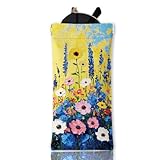 GLOBLELAND Weiches Brillenetui Mit Druckverschluss Ölgemälde Blumen Reise Sonnenbrillenetui Aus PU Leder Tragbare Sonnenbrillentasche Für Damen Und Herren