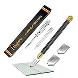 Glasschneider für 2-20mm Dickes Glas Fliesen Spiegel Mosaik Schneiden, Glasschneider Fensterglas Fliesenschneider mit 3 Hartmetall-Schneidköpfen