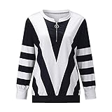 Sommer Outfits Damen T Shirt Langarm Druck Reißverschluss V Förmige Damen Top Streifenbluse Für Frauen