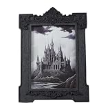 SIKOO Gothic-Bilderrahmen, 12,7 x 17,8 cm, Vintage-Antik-Rahmen, Verziert, Schwarz, Barock, Wandbild, Dekoration für Halloween, Tisch, Fotogalerie