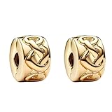 Amuefer Gold Knotted Heart Clip Charms für Armbänder 925 Sterling Silber mit Cubic Zirkonia Spacer Geburtstag Weihnachten Schmuck Geschenke für Frauen -2 Stücke