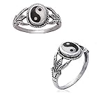 Ying/Yang Ring aus massivem Silber 925/1000, Schmuck Größen 50 bis 60,