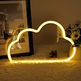 AOOTE Cloud Neon Lights,LED Wolken Neonlicht,Neon Light Sign Cloud, USB und Batterie betrieben,LED Wolke Neon Schild für Kinderzimmer Schlafzimmer Geburtstag Hochzeitsdekoration (Warmweiß)