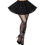 Strahlender Halloween-Rock - Damen-Tüllrock in Schwarz, hervorragend geeignet als Halloween-Rock - Charmante schwarzer Tüllrock mit Sternenglitzern