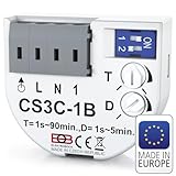 ELEKTROBOCK CS3C-1B Zeitrelais - Nachlaufrelais 230 V mit Steckklemmen - Verzögerte Einschaltung - Für Lüfter & Beleuchtung - Unterputz