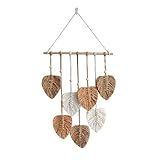 Avoik Makramee Wandbehang Wandteppich Boho Deko Chic Tapisserie Kunst Gewebte Blätter Handgewebt Wanddeko Wandteppich für Wohnzimmer,Schlafzimmer, Hochzeit Dekor Geschenke, Braun