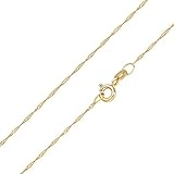 MATERIA Halskette 585 Gold Kette Frauen Mädchen Singapurkette 45 50cm diamantiert Made in Germany #K87, Länge Halskette:45 cm