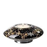 Dreamlight Teelichthalter Weihnachten Deko UFO - Traumlicht kleines Teelicht Glas Tischdeko Advent Winter Geschenke für Frauen - Schwarz Gold Silber - Ø 18 cm