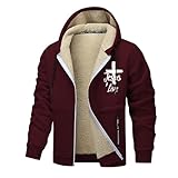 Bauzuoyo Fleecejacke Herren Sherpa Fleece Hoodie Jesus Wintermantel mit Reißverschlusstaschen Warme Gefütterte Winterjacke Outdoor Winddicht Sweatjacke Laufjacke Winter Thermo